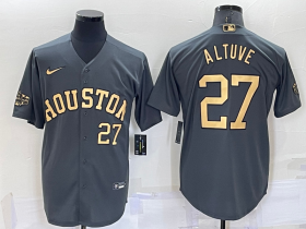 Wholesale Cheap Men\'s Houston Astros #27 Jose Altuve Charcoal 2022 All-Star Gold Flex Base Stitched Baseball Jerseys