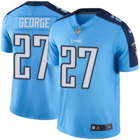 Wholesale Cheap Nike Titans #27 Eddie George Light Blue Men\'s Stitched NFL Limited Rush Jersey