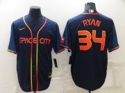 Wholesale Cheap Men's Houston Astros #34 Nolan Ryan 2022 Navy Blue City Connect Cool Base Stitched Jersey
