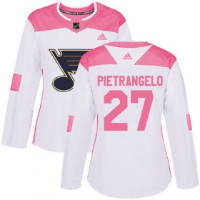 Wholesale Cheap Adidas Blues #27 Alex Pietrangelo White/Pink Authentic Fashion Women\'s Stitched NHL Jersey