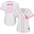Wholesale Cheap Dodgers #23 Kirk Gibson White/Pink Fashion Women's Stitched MLB Jersey