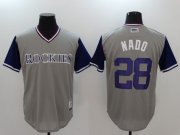 Wholesale Cheap Men Colorado Rockies 28 Nado Gray Game Legend Edition MLB Jersey