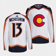 Wholesale Cheap Men's Colorado Avalanche #13 Valeri Nichushkin White 2022-23 Reverse Retro Stitched Jersey