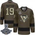 Wholesale Cheap Penguins #19 Bryan Trottier Green Salute to Service 2017 Stanley Cup Finals Champions Stitched NHL Jersey