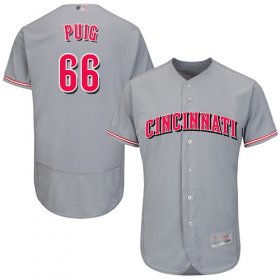 Wholesale Cheap Reds #66 Yasiel Puig Grey Flexbase Authentic Collection Stitched MLB Jersey