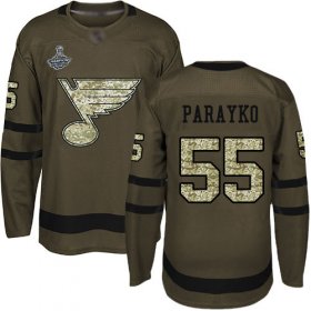 Wholesale Cheap Adidas Blues #55 Colton Parayko Green Salute to Service Stanley Cup Champions Stitched NHL Jersey