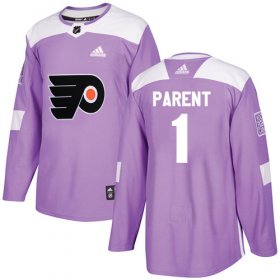 Wholesale Cheap Adidas Flyers #1 Bernie Parent Purple Authentic Fights Cancer Stitched Youth NHL Jersey