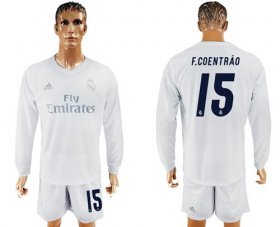 Wholesale Cheap Real Madrid #15 F.Coentrao Marine Environmental Protection Home Long Sleeves Soccer Club Jersey