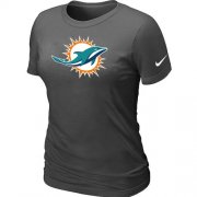 Wholesale Cheap Women's Nike Miami Dolphins Logo NFL T-Shirt Dark Grey