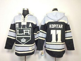 Wholesale Cheap Kings #11 Anze Kopitar Black Sawyer Hooded Sweatshirt Stitched NHL Jersey