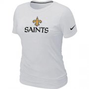 Wholesale Cheap Women's Nike New Orleans Saints Authentic Logo T-Shirt White