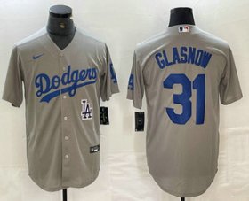 Cheap Men\'s Los Angeles Dodgers #31 Tyler Glasnow Grey Stitched Cool Base Nike Jerseys