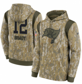 Wholesale Cheap Men\'s Tampa Bay Buccaneers #12 Tom Brady Camo 2021 Salute To Service Therma Performance Pullover Hoodie