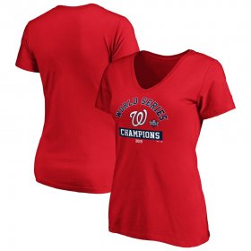 Wholesale Cheap Washington Nationals Majestic Women\'s 2019 World Series Champions Magic Number V-Neck T-Shirt Red