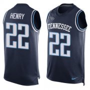 Wholesale Cheap Nike Titans #22 Derrick Henry Navy Blue Team Color Men's Stitched NFL Limited Tank Top Jersey