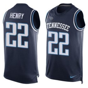 Wholesale Cheap Nike Titans #22 Derrick Henry Navy Blue Team Color Men\'s Stitched NFL Limited Tank Top Jersey