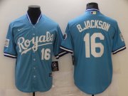 Wholesale Cheap Men Kansas City Royals 16 B.Jackson Light blue Game 2021 Nike MLB Jersey