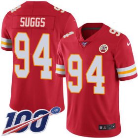 Wholesale Cheap Nike Chiefs #94 Terrell Suggs Red Team Color Youth Stitched NFL 100th Season Vapor Untouchable Limited Jersey