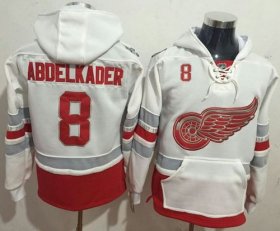 Wholesale Cheap Red Wings #8 Justin Abdelkader White Name & Number Pullover NHL Hoodie