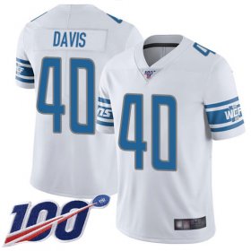 Wholesale Cheap Nike Lions #40 Jarrad Davis White Men\'s Stitched NFL 100th Season Vapor Limited Jersey