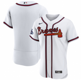 Wholesale Cheap Men\'s White Atlanta Braves Blank 2021 World Series Champions Stitched Baseball Jersey