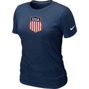 Wholesale Cheap Women's Nike Team USA Hockey Winter Olympics KO Collection Locker Room T-Shirt Dark Blue