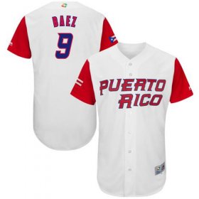 Wholesale Cheap Team Puerto Rico #9 Javier Baez White 2017 World MLB Classic Authentic Stitched MLB Jersey