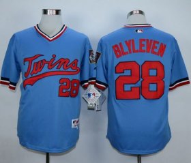 Wholesale Cheap Twins #28 Bert Blyleven Light Blue 1984 Turn Back The Clock Stitched MLB Jersey