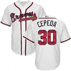 Wholesale Cheap Braves #30 Orlando Cepeda White Team Logo Fashion Stitched MLB Jersey