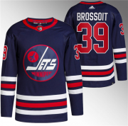 Wholesale Cheap Men's Winnipeg Jets #39 Laurent Brossoit 2021-22 Navy Stitched Jersey