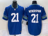 Wholesale Cheap Men's Seattle Seahawks #21 Artie Burns Royal 2023 F.U.S.E. Vapor Limited Throwback Stitched Jersey