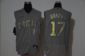 Wholesale Cheap Men\'s Chicago Cubs #17 Kris Bryant Grey Gold 2020 Cool and Refreshing Sleeveless Fan Stitched Flex Nike Jersey