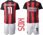 Wholesale Cheap Youth 2020-2021 club AC milan home 11 red Soccer Jerseys