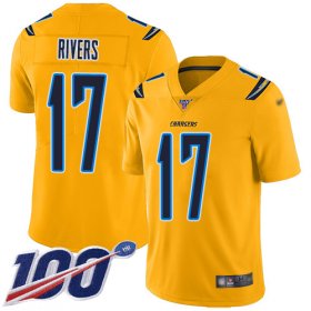 Wholesale Cheap Nike Chargers #17 Philip Rivers Gold Men\'s Stitched NFL Limited Inverted Legend 100th Season Jersey