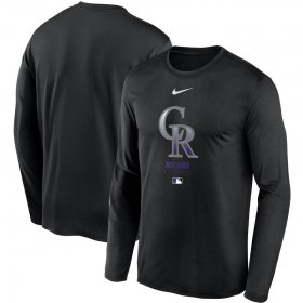 Wholesale Cheap Men\'s Colorado Rockies Nike Black Authentic Collection Legend Performance Long Sleeve T-Shirt