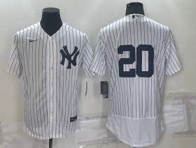 Wholesale Cheap Men\'s New York Yankees #20 Jorge Posada White No Name Stitched MLB Flex Base Nike Jersey