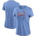 Wholesale Cheap St. Louis Cardinals Nike Women's Cooperstown Collection Wordmark T-Shirt Light Blue