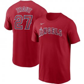 Wholesale Cheap Los Angeles Angels #27 Mike Trout Nike Name & Number T-Shirt Red