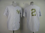 Wholesale Cheap Yankees #2 Derek Jeter White USMC Cool Base Stitched MLB Jersey
