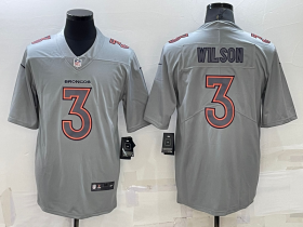 Wholesale Men\'s Denver Broncos #3 Russell Wilson Grey Atmosphere Fashion 2022 Vapor Untouchable Stitched Limited Jersey