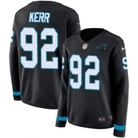 Wholesale Cheap Nike Panthers #92 Zach Kerr Black Team Color Women\'s Stitched NFL Limited Therma Long Sleeve Jersey