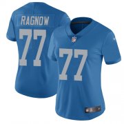 Wholesale Cheap Nike Lions #77 Frank Ragnow Blue Throwback Women's Stitched NFL Vapor Untouchable Limited Jersey
