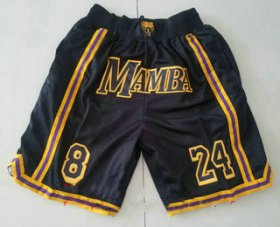 Wholesale Cheap Men\'s Black Mamba #8 #24 Kobe Bryant Black Just Don Swingman Throwback Shorts