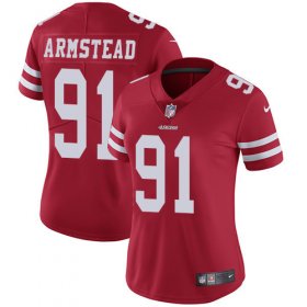 Wholesale Cheap Nike 49ers #91 Arik Armstead Red Team Color Women\'s Stitched NFL Vapor Untouchable Limited Jersey