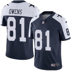 Wholesale Cheap Nike Cowboys #81 Terrell Owens Navy Blue Thanksgiving Men\'s Stitched NFL Vapor Untouchable Limited Throwback Jersey