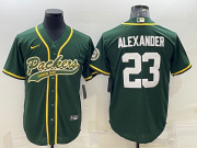 Wholesale Cheap Men's Green Bay Packers #23 Jaire Alexander Green With Patch Cool Base Stitched Baseball Jersey