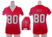 Wholesale Cheap Nike 49ers #80 Jerry Rice Red Team Color Draft Him Name & Number Top Women's Stitched NFL Elite Jersey