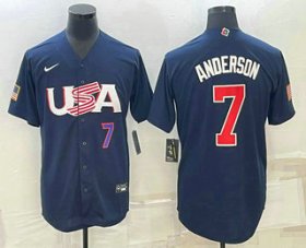 Cheap Men\'s USA Baseball #7 Tim Anderson Number 2023 Navy World Baseball Classic Stitched Jersey
