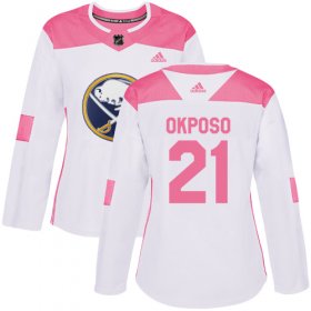 Wholesale Cheap Adidas Sabres #21 Kyle Okposo White/Pink Authentic Fashion Women\'s Stitched NHL Jersey