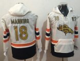 Wholesale Cheap Nike Broncos #18 Peyton Manning White(Gold No.) Name & Number Pullover NFL Hoodie